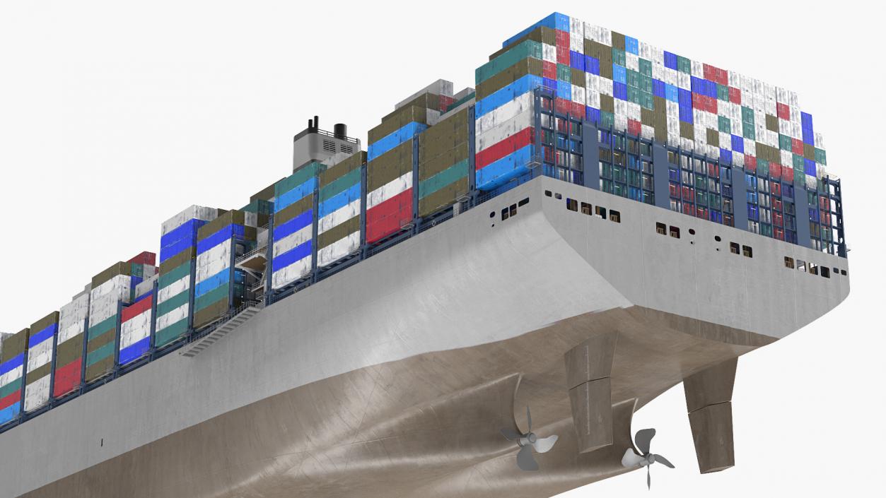 3D Container Ship Loaded