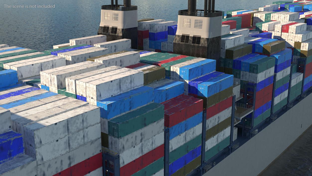 3D Container Ship Loaded