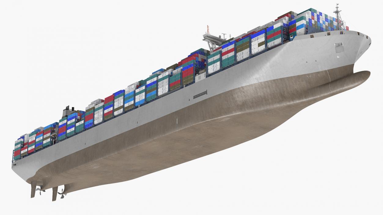 3D Container Ship Loaded