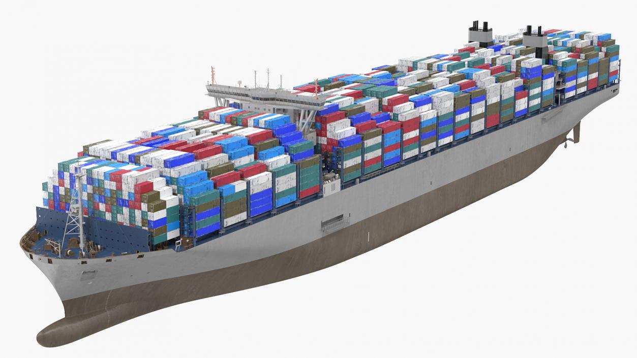 3D Container Ship Loaded