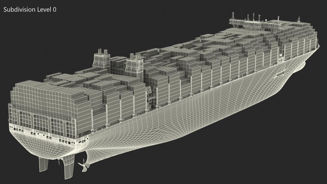 3D Container Ship Loaded