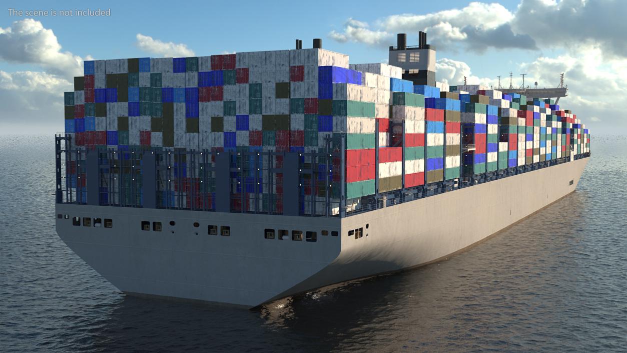 3D Container Ship Loaded