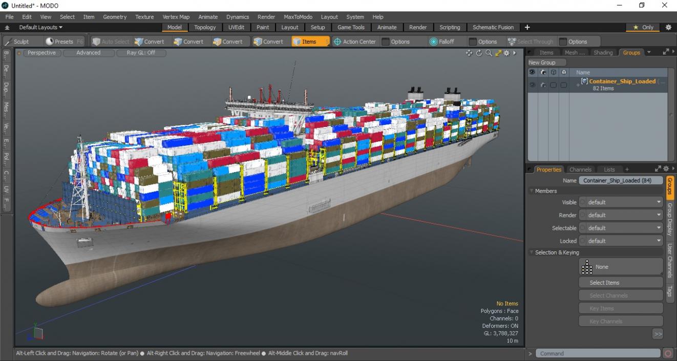 3D Container Ship Loaded