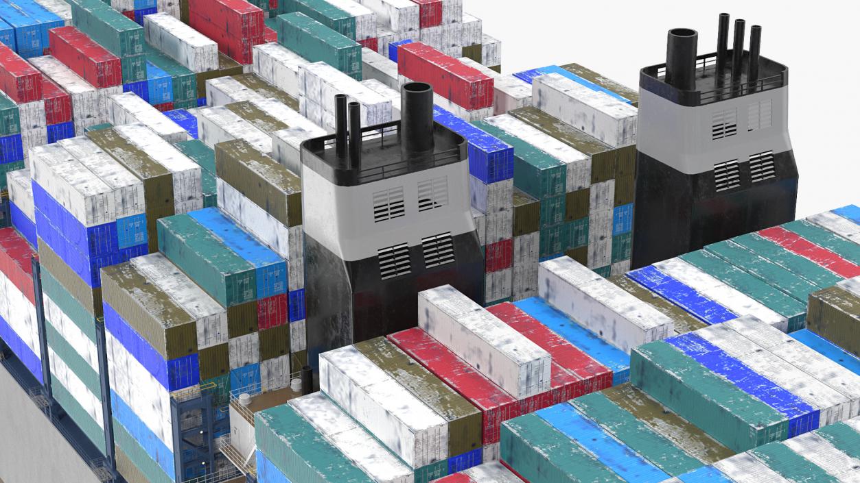 3D Container Ship Loaded