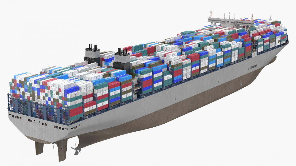 3D Container Ship Loaded