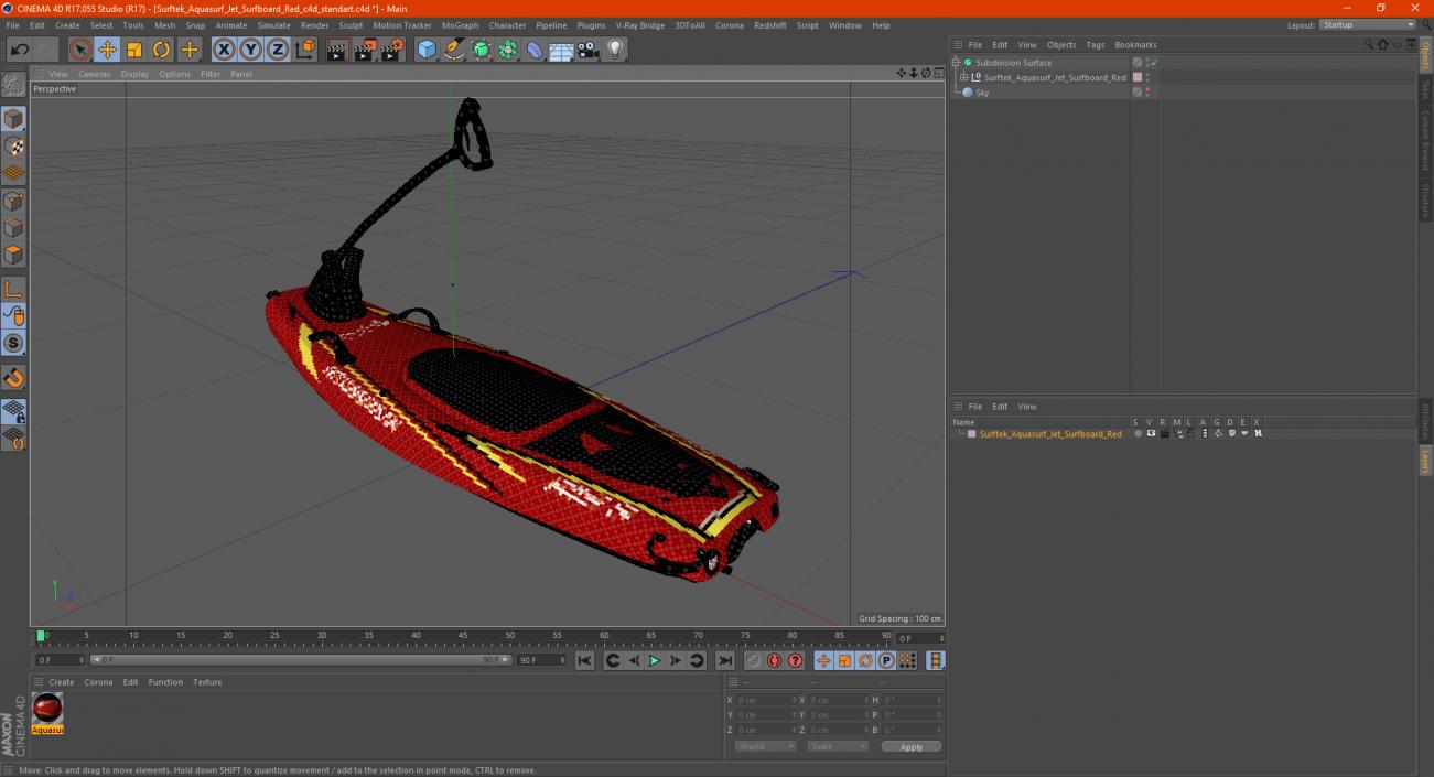 Surftek Aquasurf Jet Surfboard Red 3D model