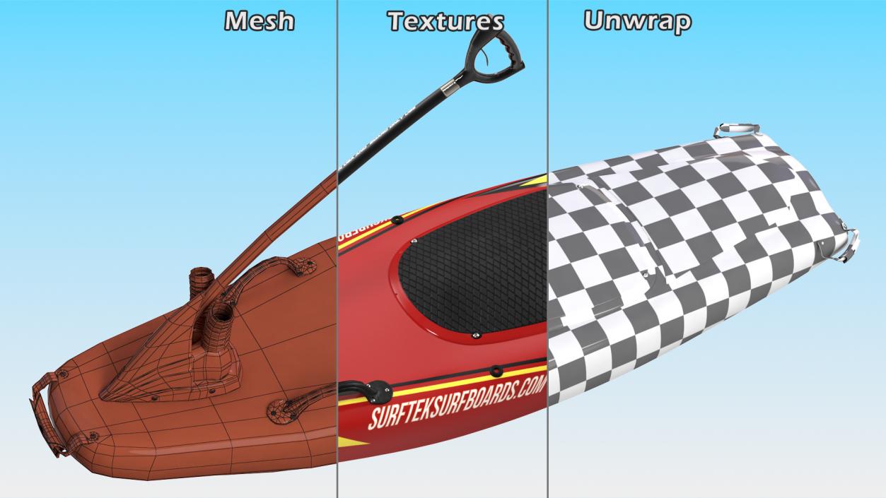 Surftek Aquasurf Jet Surfboard Red 3D model