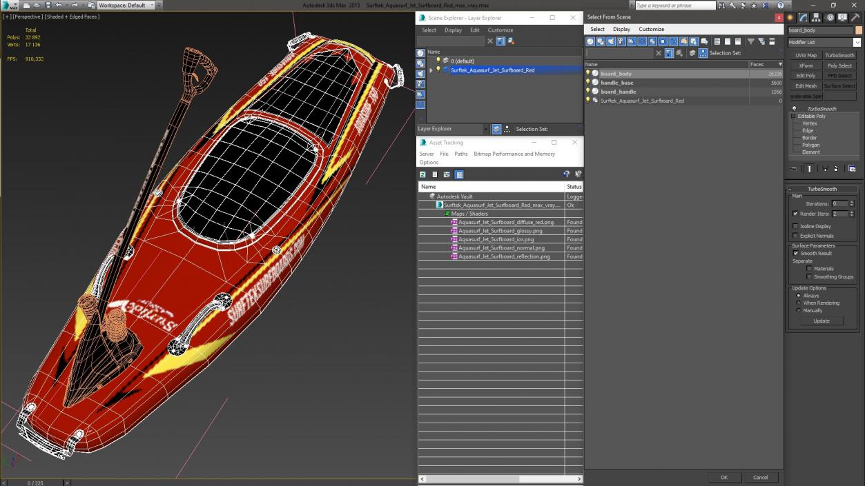 Surftek Aquasurf Jet Surfboard Red 3D model