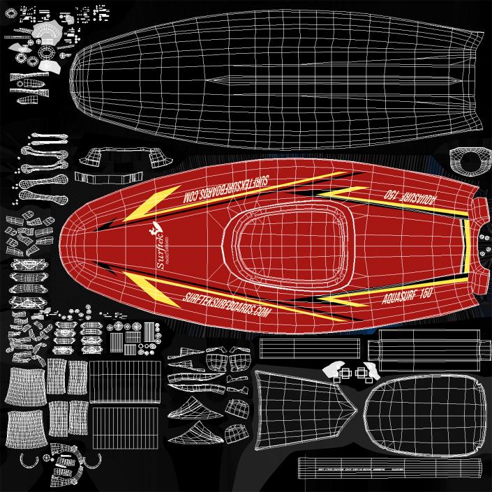 Surftek Aquasurf Jet Surfboard Red 3D model