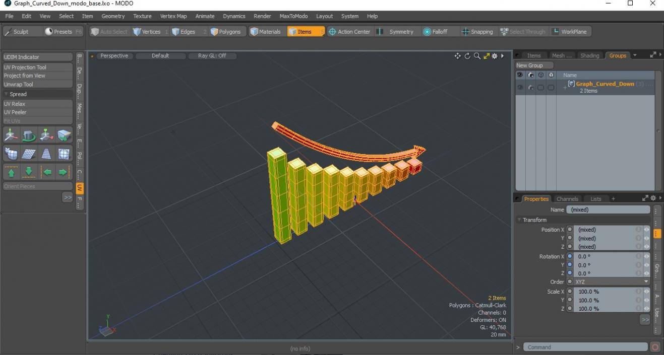 Graph Curved Down 3D