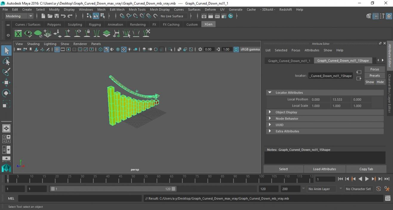 Graph Curved Down 3D