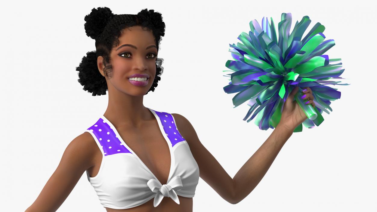 Light Skin Black Young Woman Cheerleader Standing Pose 3D model