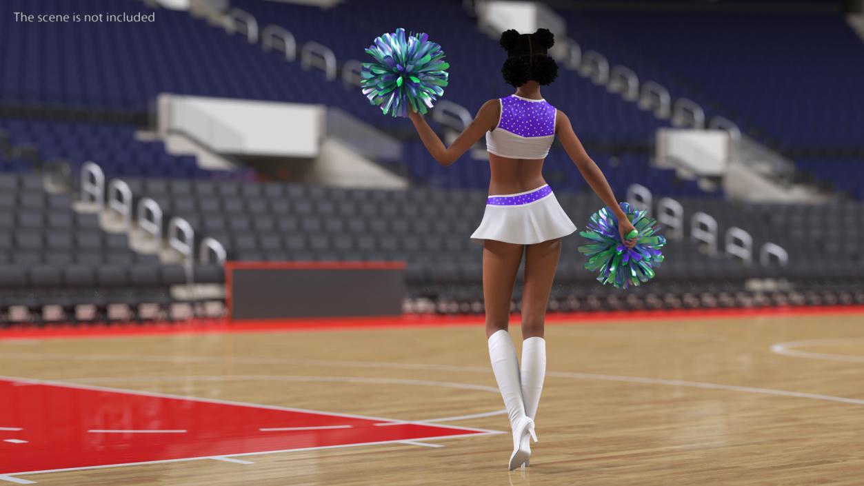 Light Skin Black Young Woman Cheerleader Standing Pose 3D model