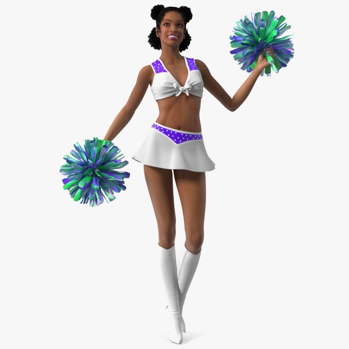 Light Skin Black Young Woman Cheerleader Standing Pose 3D model