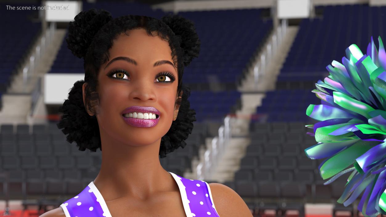 Light Skin Black Young Woman Cheerleader Standing Pose 3D model