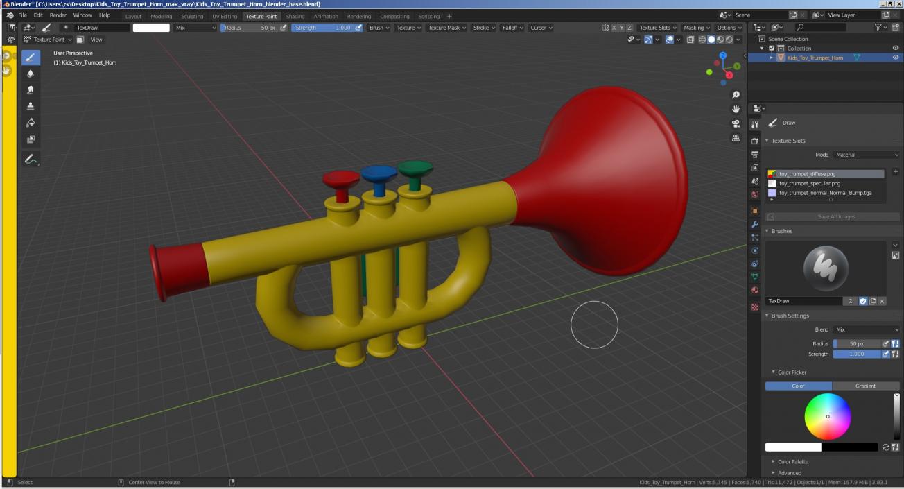 3D Kids Toy Trumpet Horn