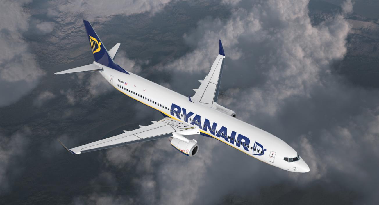 3D Boeing 737-900 with Interior Ryanair Rigged model