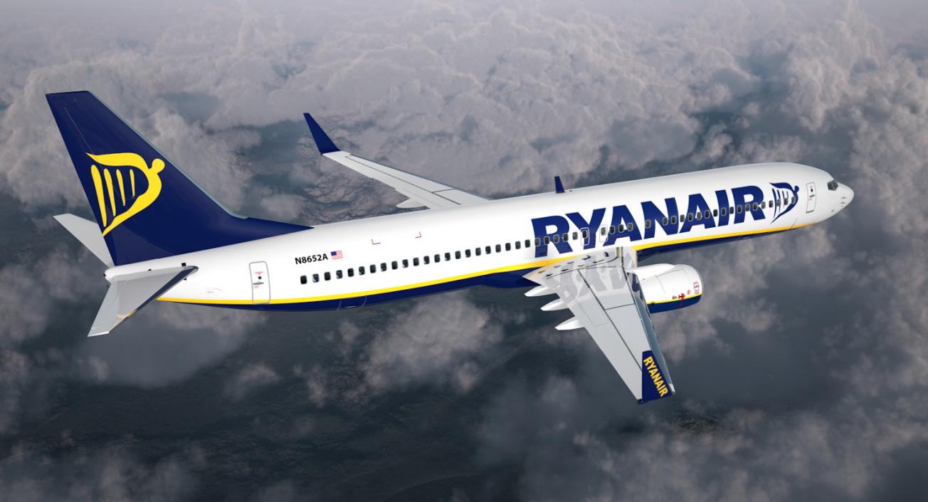 3D Boeing 737-900 with Interior Ryanair Rigged model