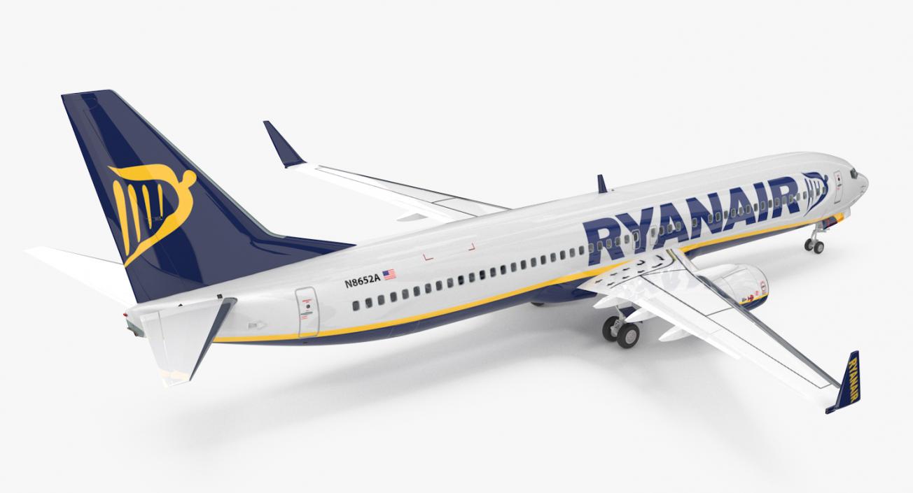 3D Boeing 737-900 with Interior Ryanair Rigged model