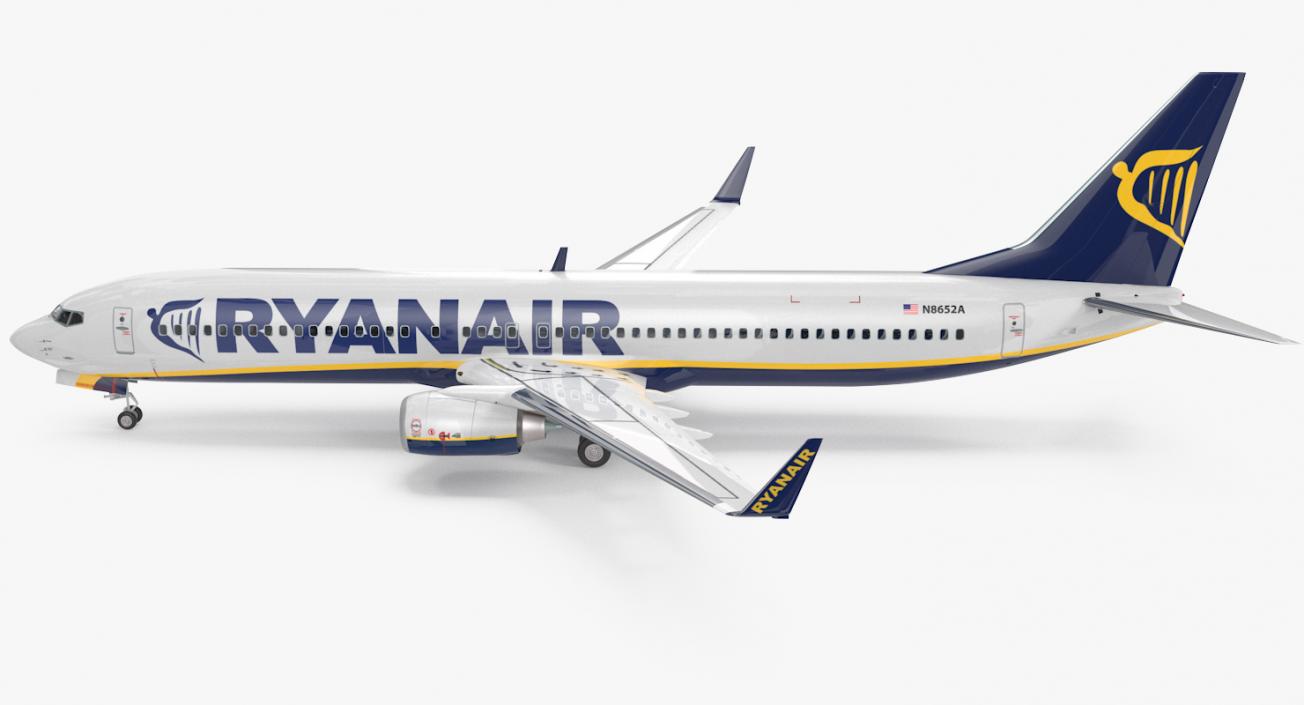 3D Boeing 737-900 with Interior Ryanair Rigged model