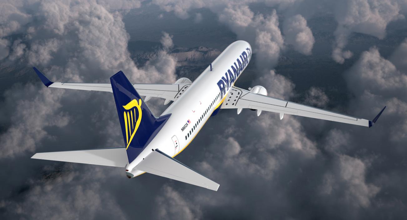 3D Boeing 737-900 with Interior Ryanair Rigged model