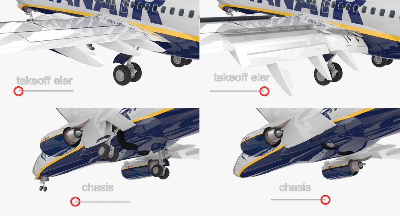 3D Boeing 737-900 with Interior Ryanair Rigged model