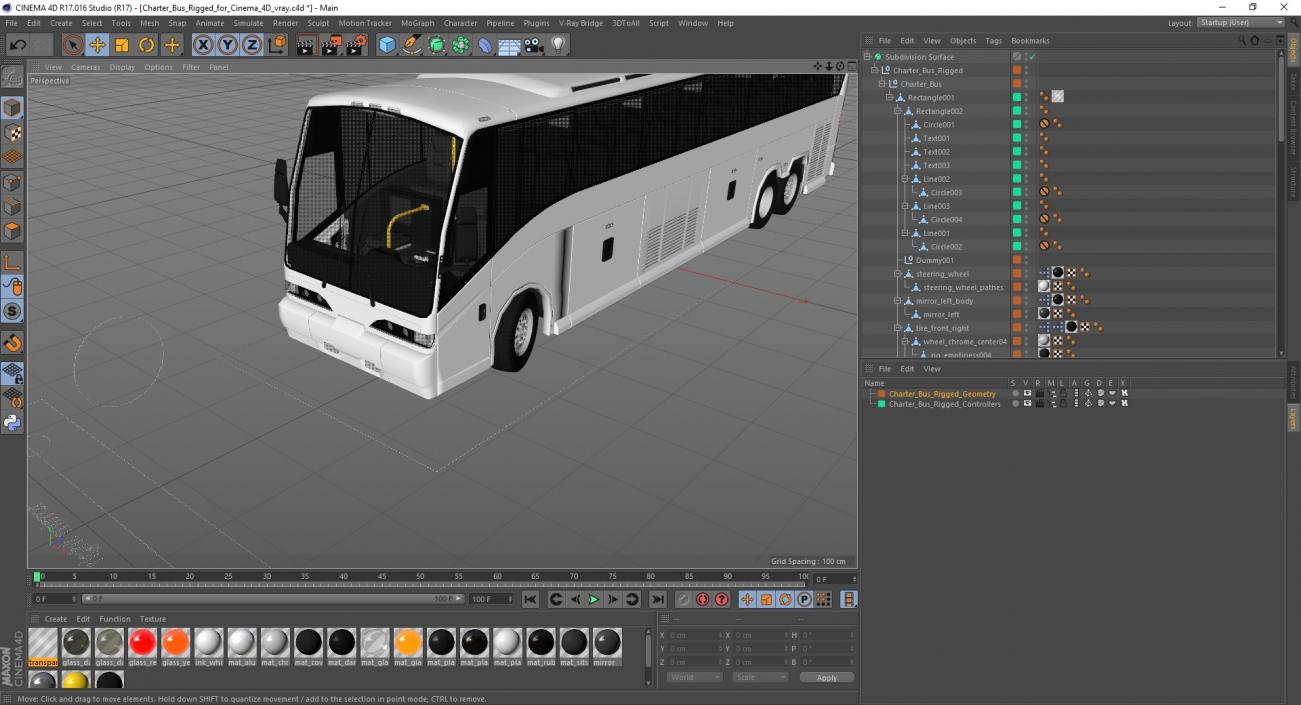 Charter Bus Rigged for Cinema 4D 2 3D model