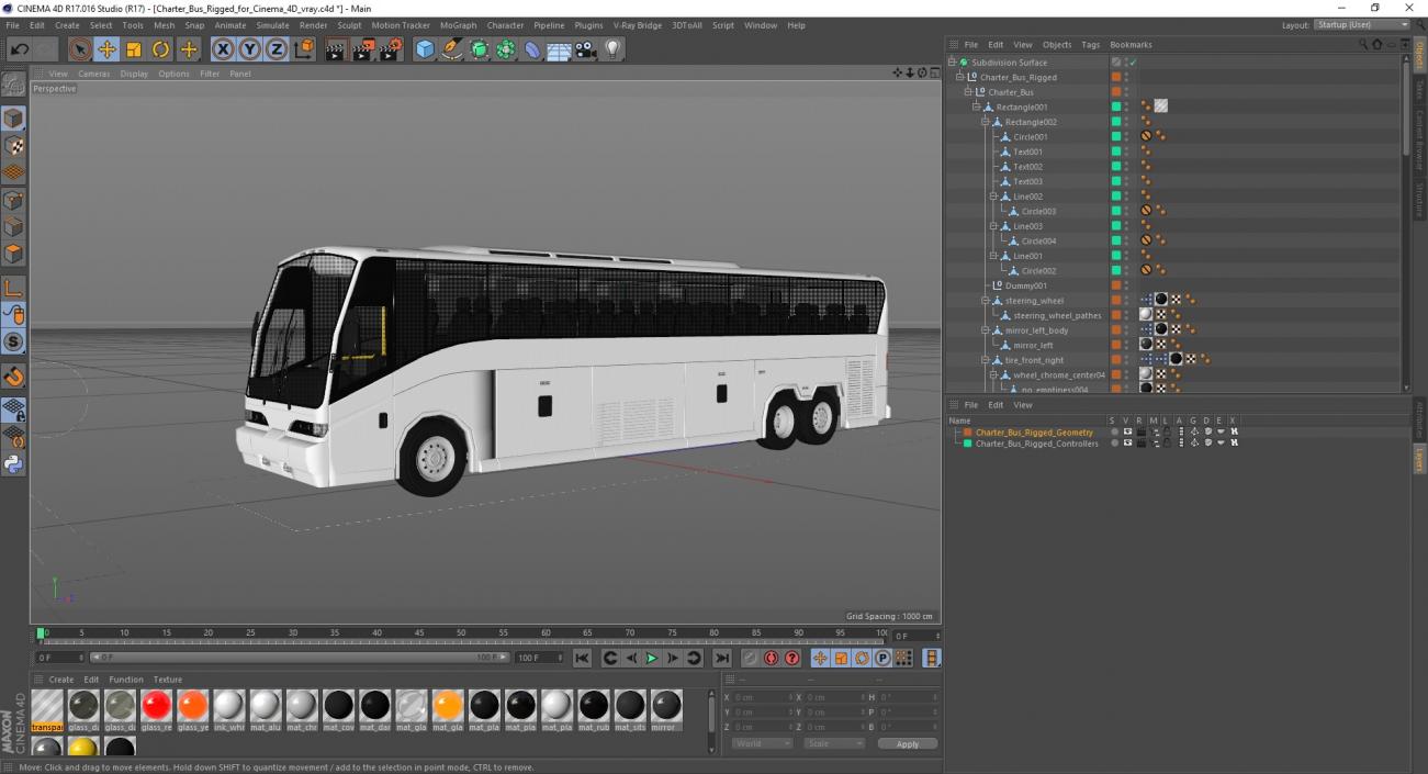 Charter Bus Rigged for Cinema 4D 2 3D model