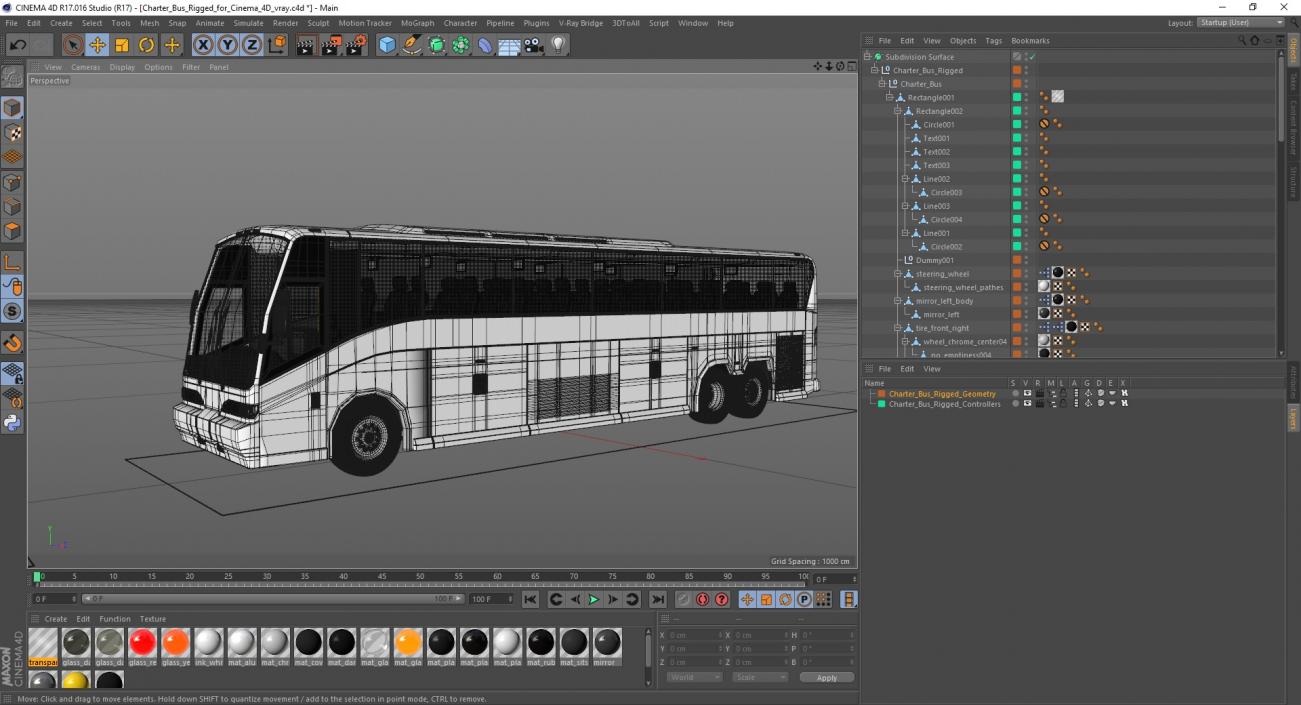 Charter Bus Rigged for Cinema 4D 2 3D model