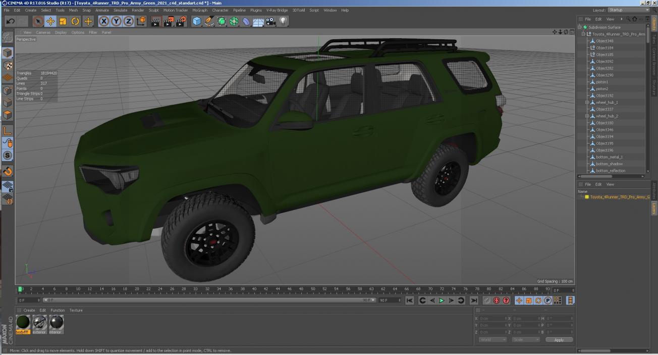 3D Toyota 4Runner TRD Pro Army Green 2021 model