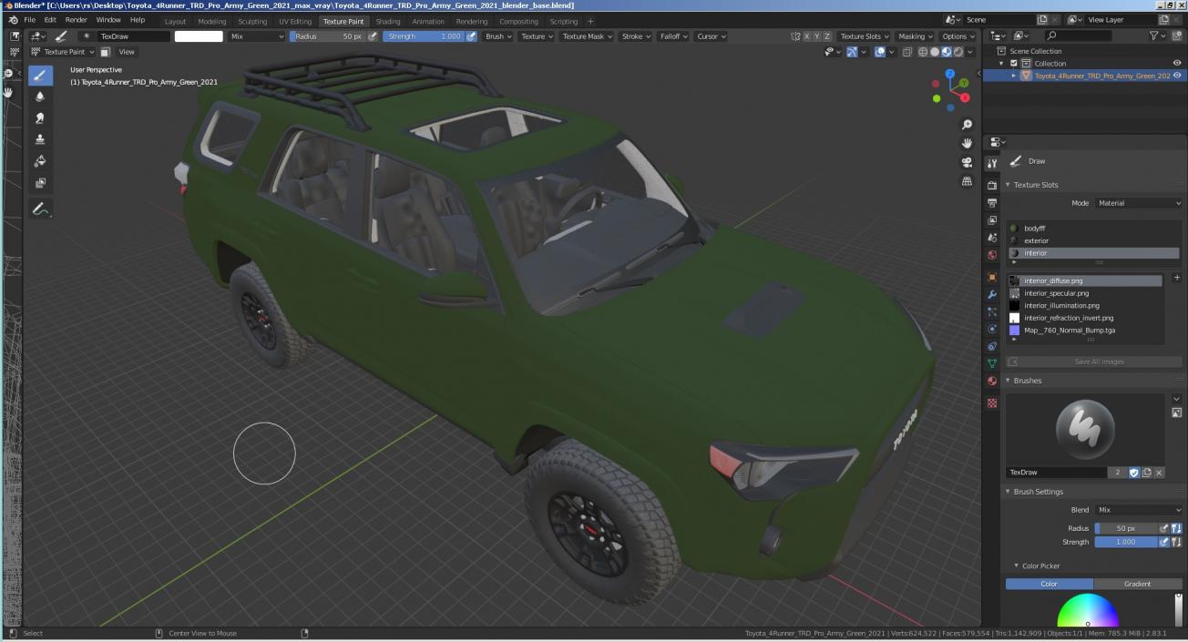 3D Toyota 4Runner TRD Pro Army Green 2021 model