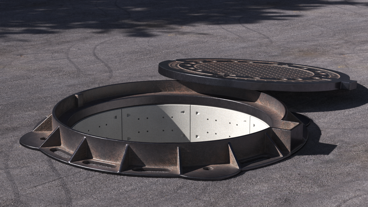 3D Cover of Round Manhole Old