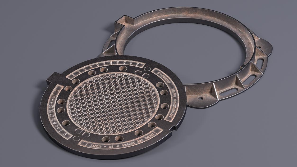 3D Cover of Round Manhole Old