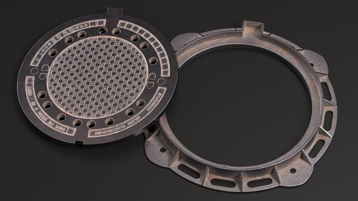 3D Cover of Round Manhole Old