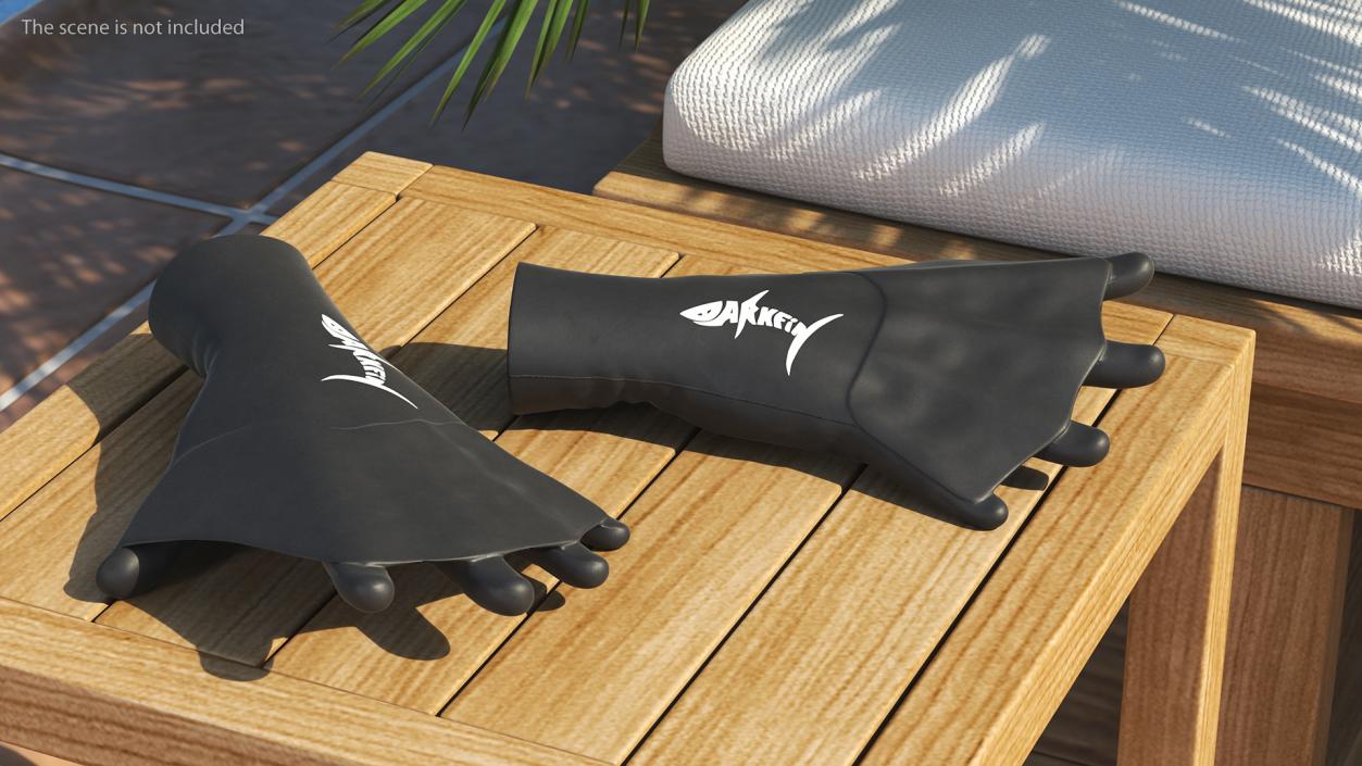 Darkfin Webbed Power Swimming Gloves Dry Rigged 3D