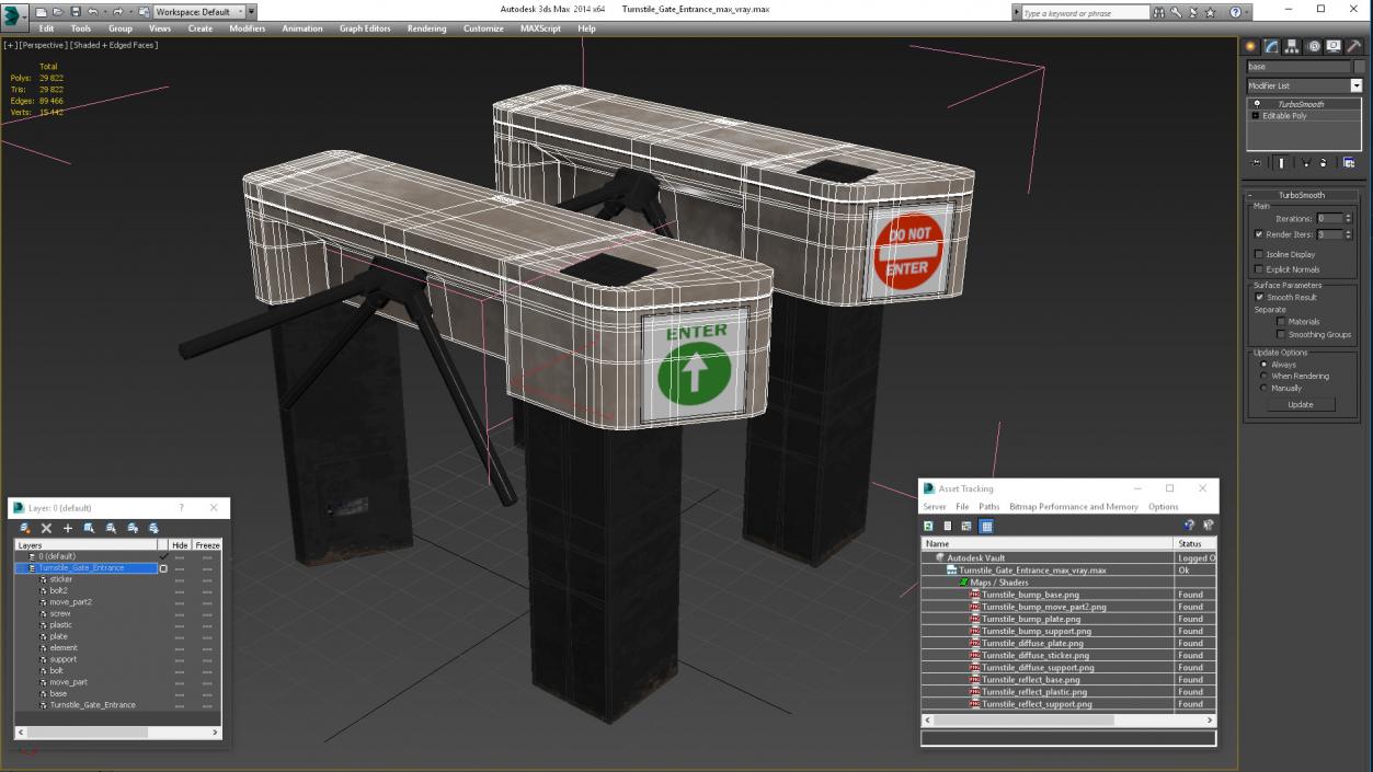 3D Turnstile Gate Entrance model