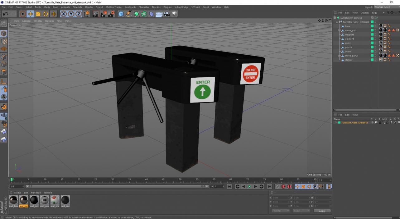 3D Turnstile Gate Entrance model