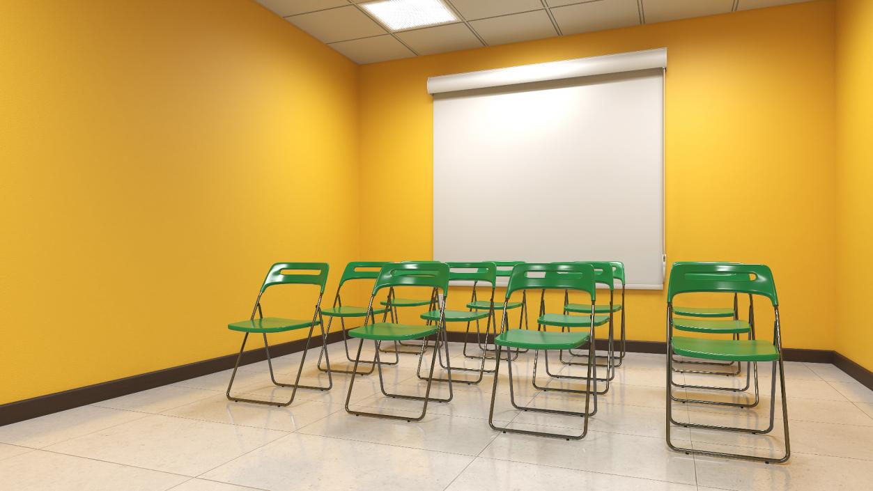 Classroom Interior with Projector and Chairs 3D model