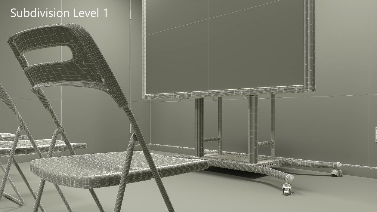 Classroom Interior with Projector and Chairs 3D model