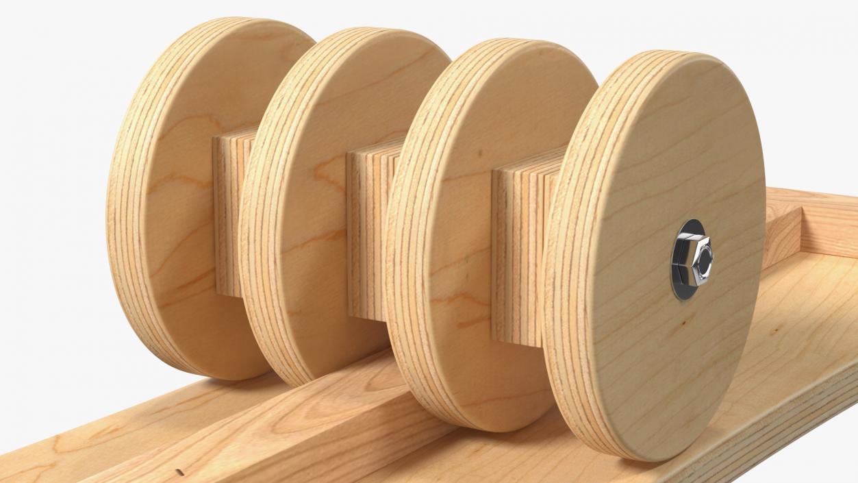 Wooden Balance Board with Roller 3D