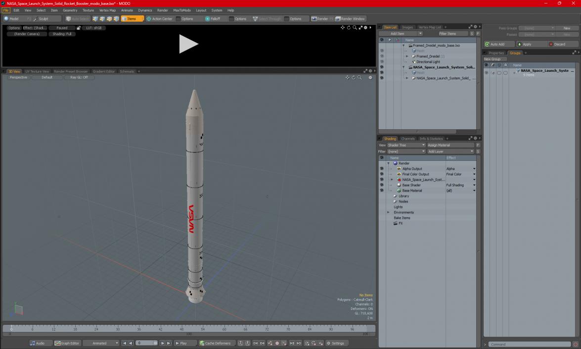 3D model NASA Space Launch System Solid Rocket Booster