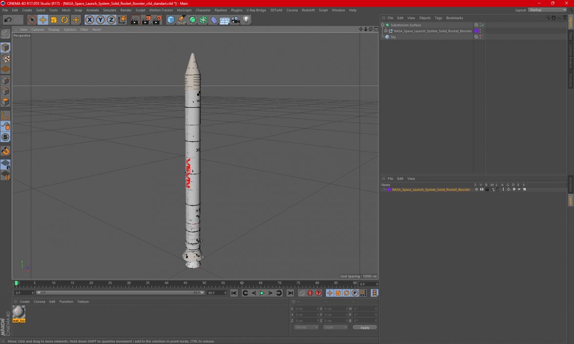 3D model NASA Space Launch System Solid Rocket Booster