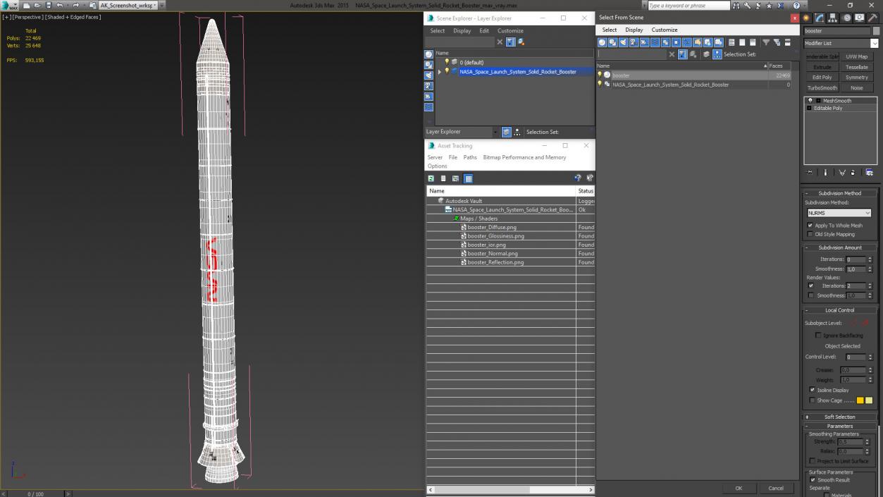 3D model NASA Space Launch System Solid Rocket Booster