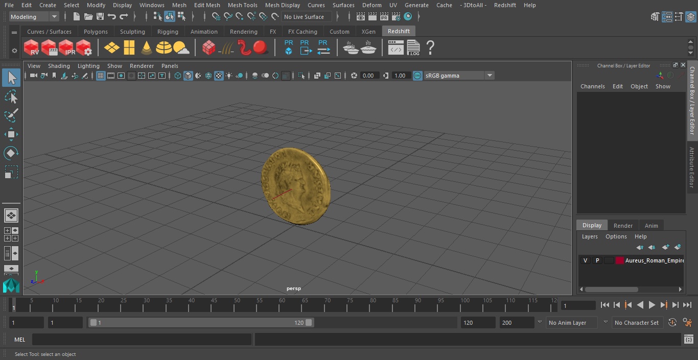 Aureus Roman Empire Gold Coin 3D model