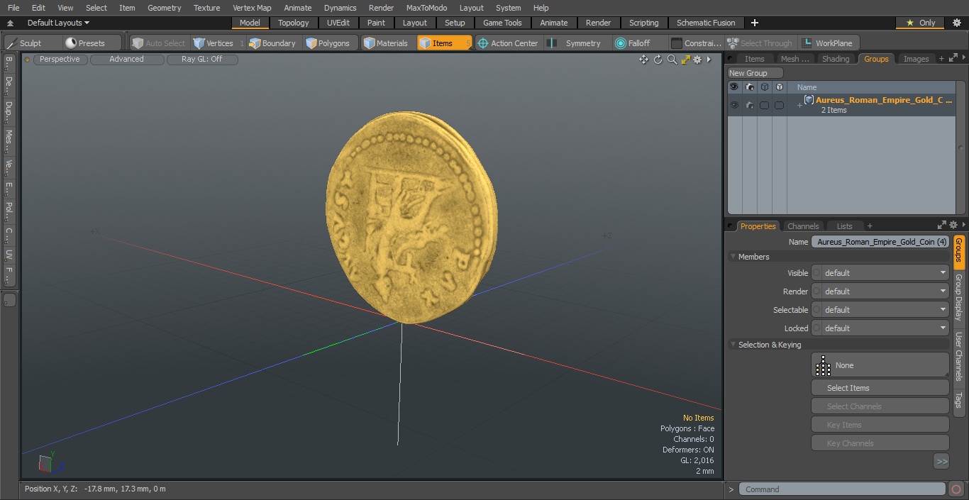 Aureus Roman Empire Gold Coin 3D model