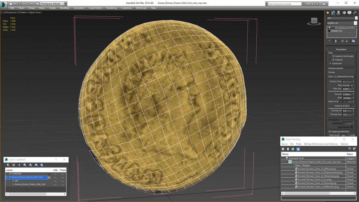 Aureus Roman Empire Gold Coin 3D model