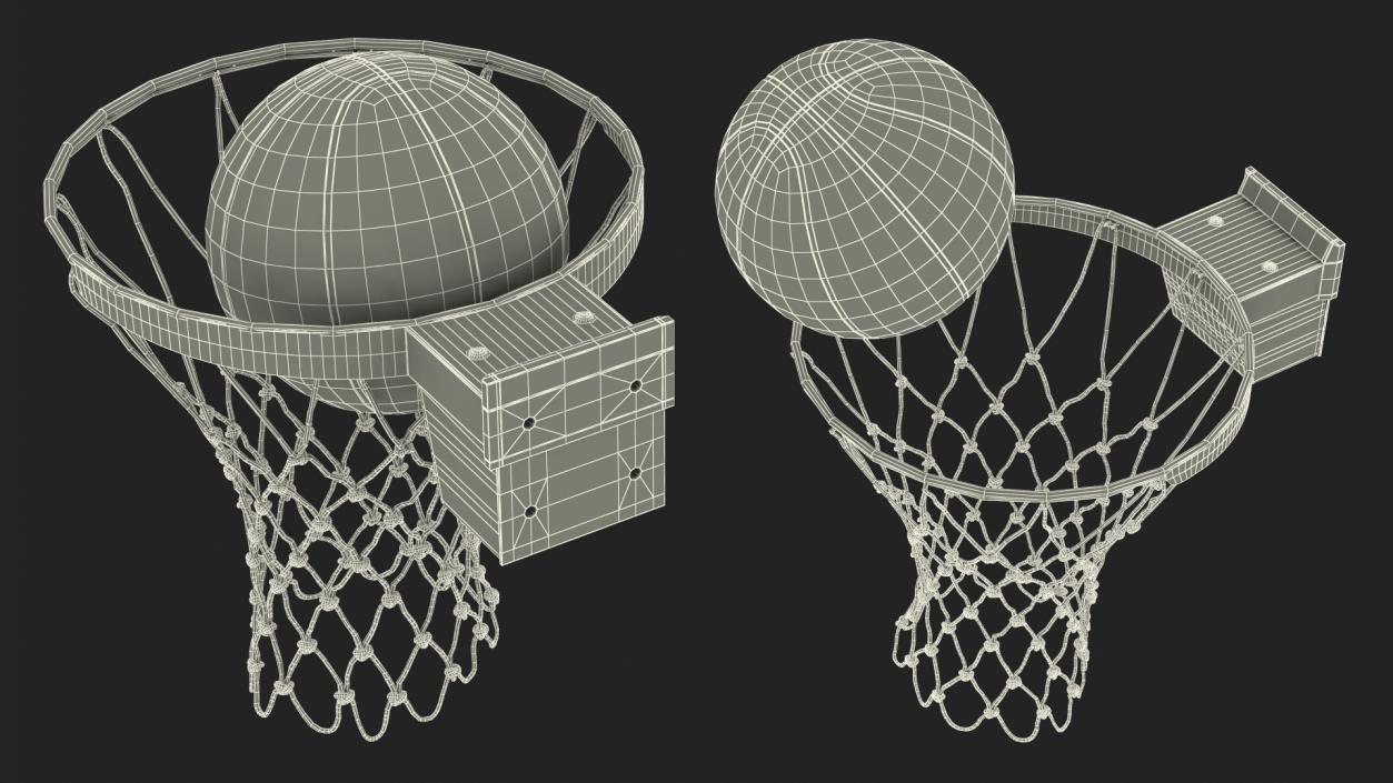 Animated Basketball Falls Through the Net(1) 3D model