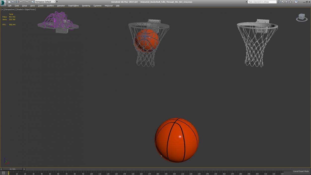 Animated Basketball Falls Through the Net(1) 3D model