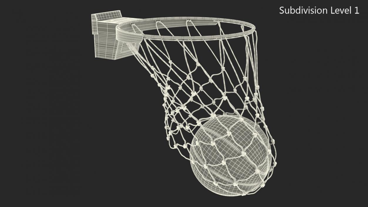 Animated Basketball Falls Through the Net(1) 3D model