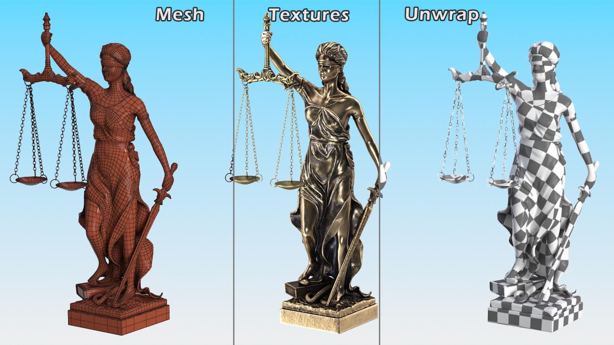 Antique Bronze Statue of Justice 3D